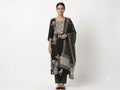 Black Floral Printed Cotton Kurta Set with Dupatta
