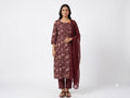 Maroon Floral Printed Cotton Kurta Set with Dupatta
