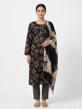 Black Floral Printed Cotton Kurta Set with Tie-Dye Dupatta