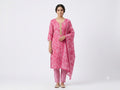 Women Pink Floral Printed Straight Kurta with Pants & Dupatta | Ethnic Kurta Set (3-Piece)