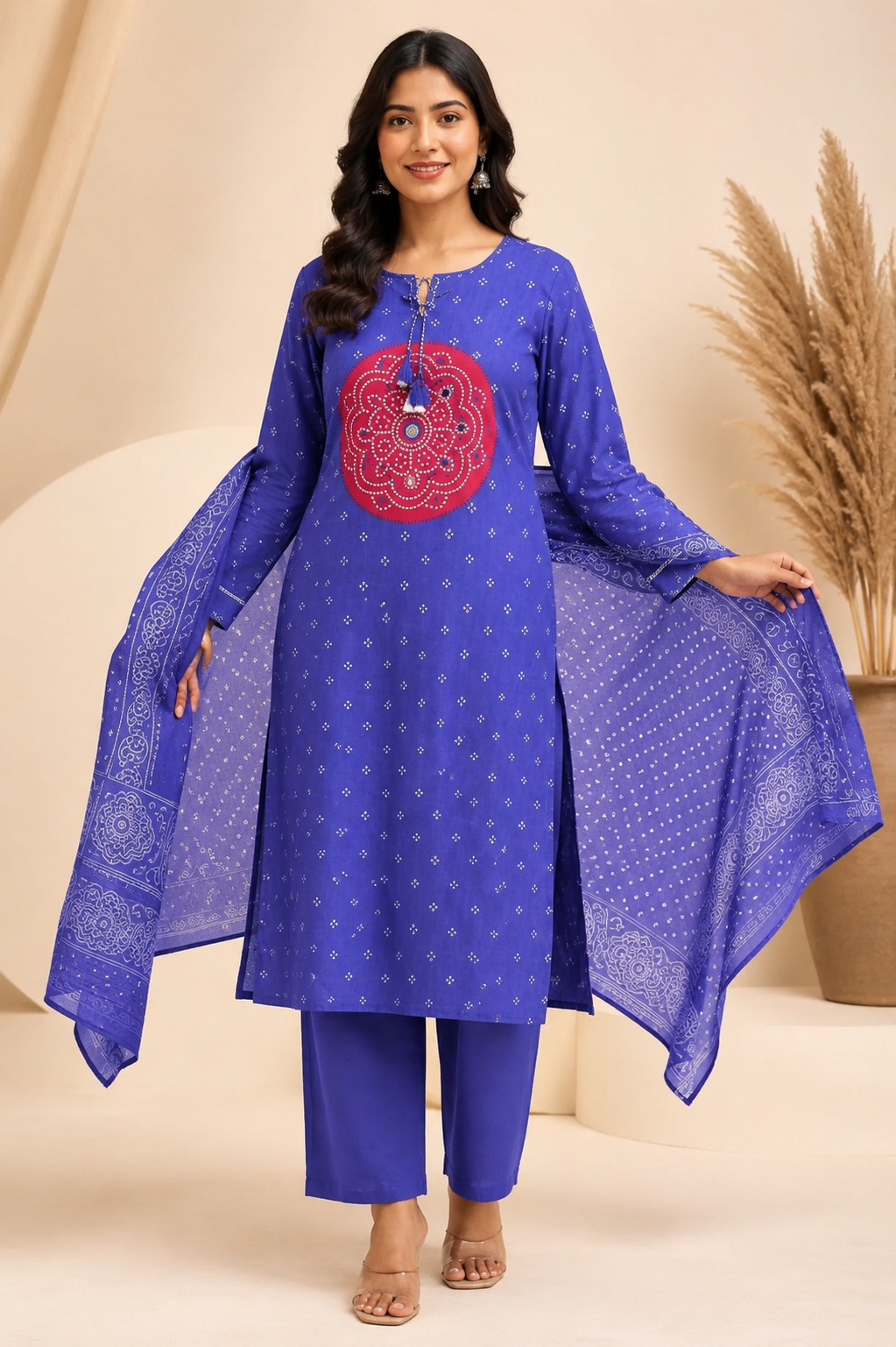 Printed Women’s Kurta Set – Floral 3-Piece Set