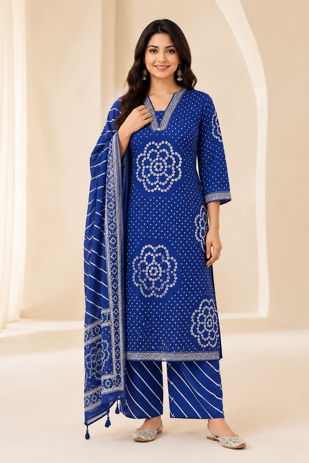 Printed Women's Short Kurti – V-Neck Detail