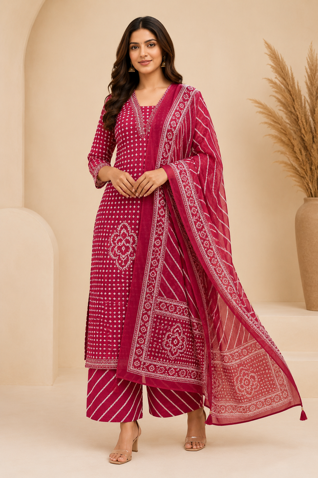 Printed Women's Short Kurti – V-Neck Detail