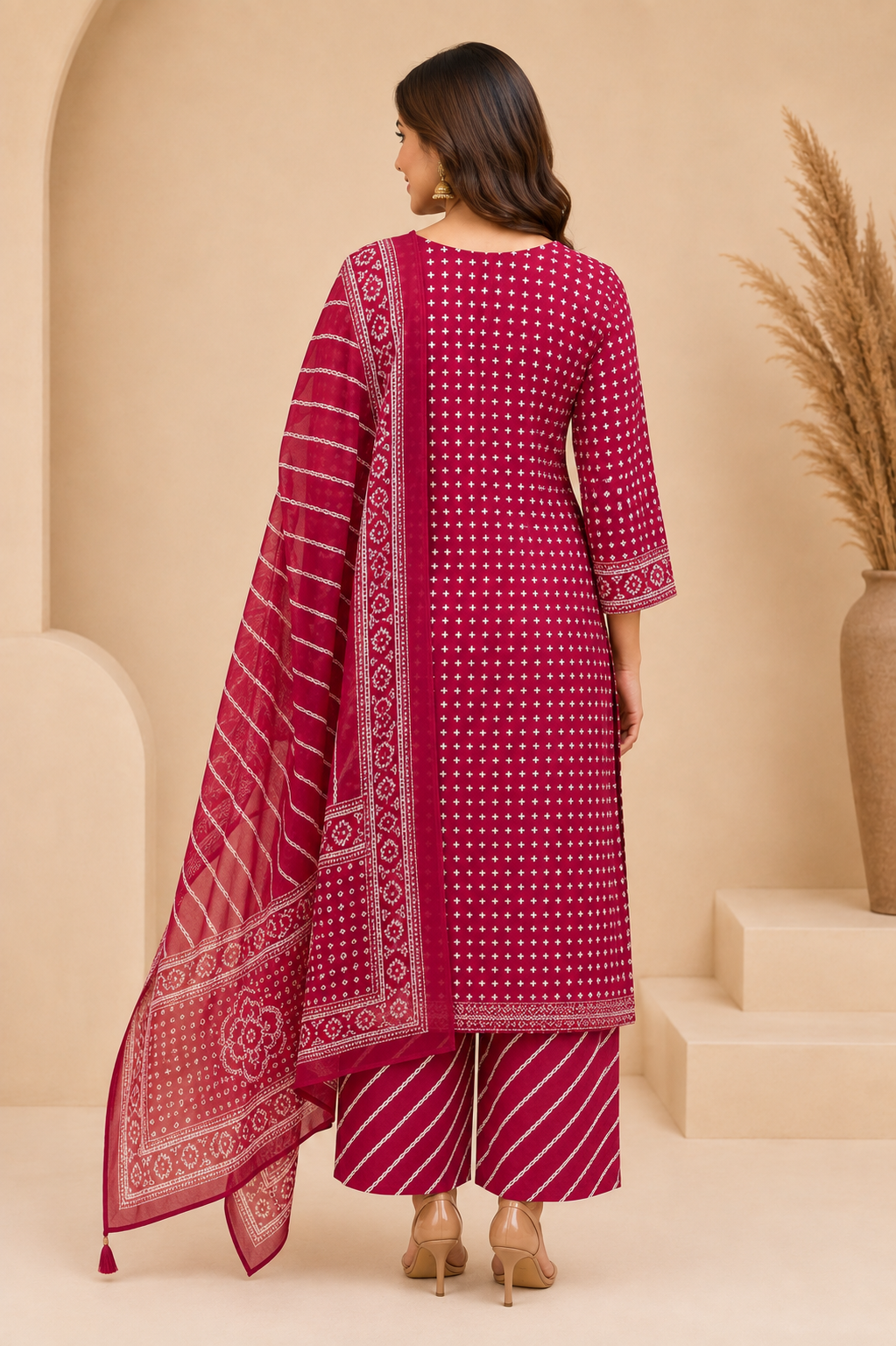 Printed Women's Short Kurti – V-Neck Detail