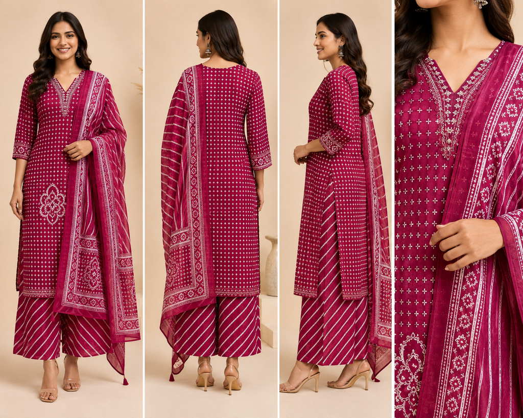 Printed Women's Short Kurti – V-Neck Detail