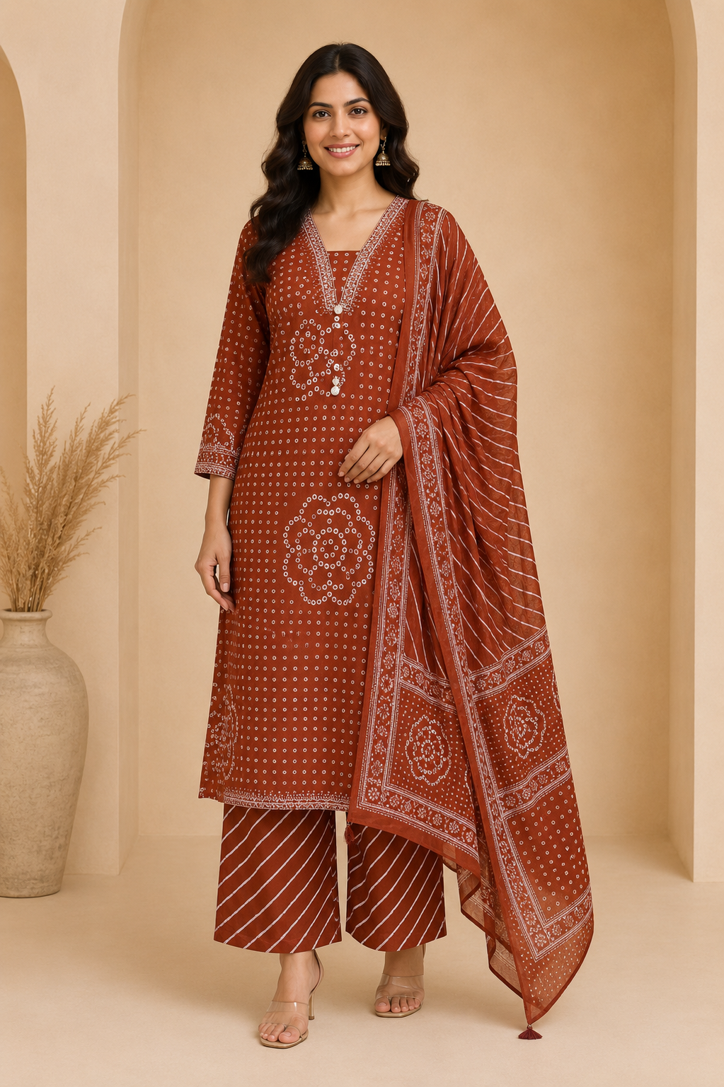 Printed Women's Short Kurti – V-Neck Detail