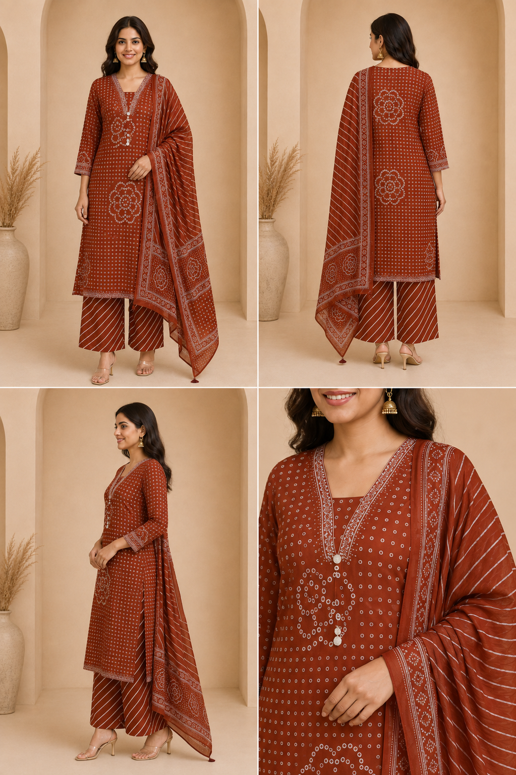 Printed Women's Short Kurti – V-Neck Detail