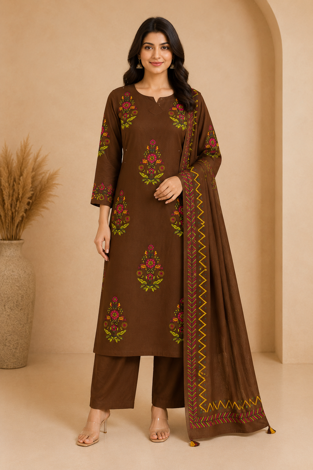 Floral Printed Women's Short Kurti – Straight Fit