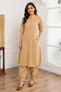Women's Kurta Set – Mandarin Collar & Cuffed Pants