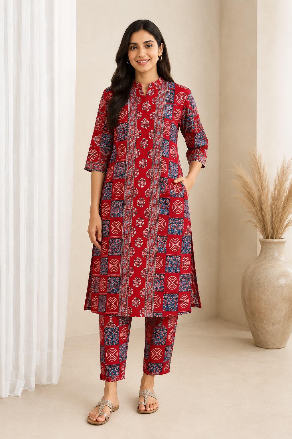 Printed Women's Short Kurti – 3/4 Sleeve