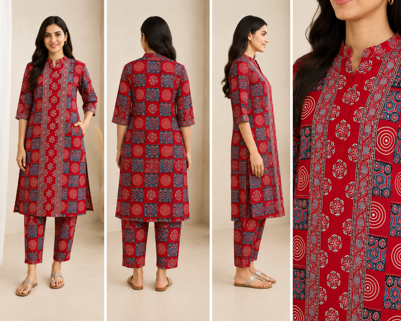 Printed Women's Short Kurti – 3/4 Sleeve