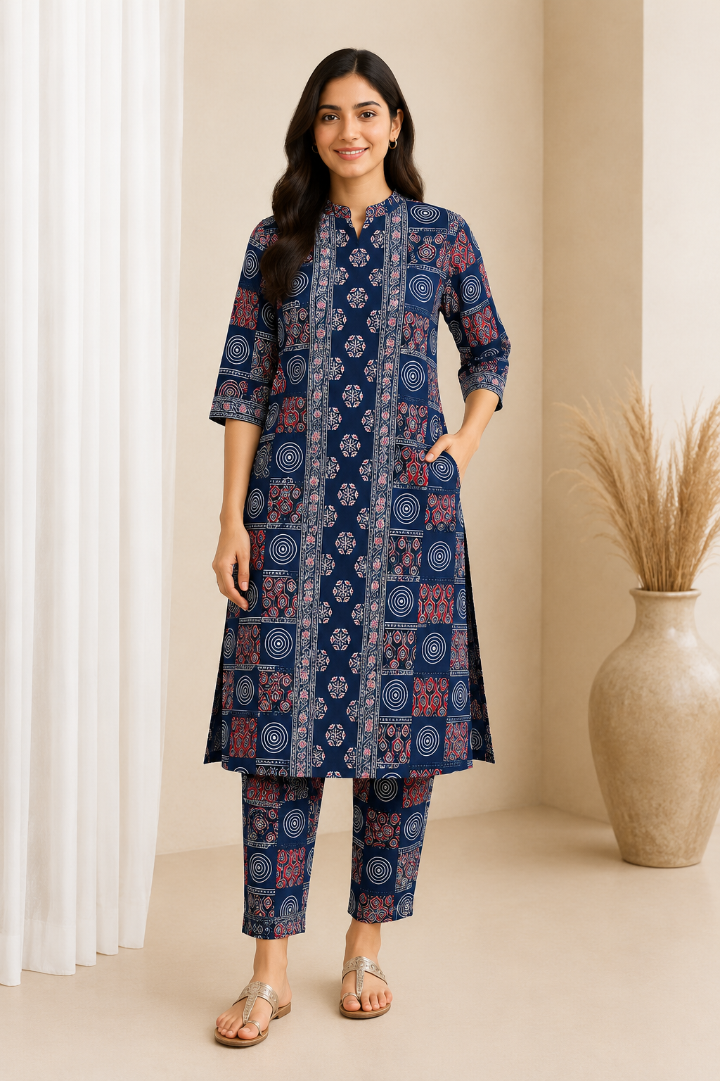 Printed Women's Short Kurti – 3/4 Sleeve