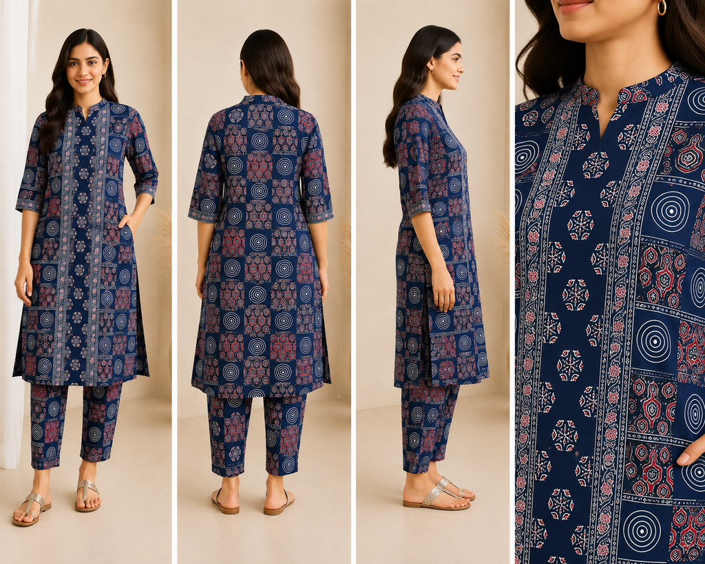 Printed Women's Short Kurti – 3/4 Sleeve
