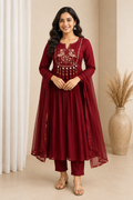 Embroidered Women's Anarkali Kurta Set – Tassel Detail