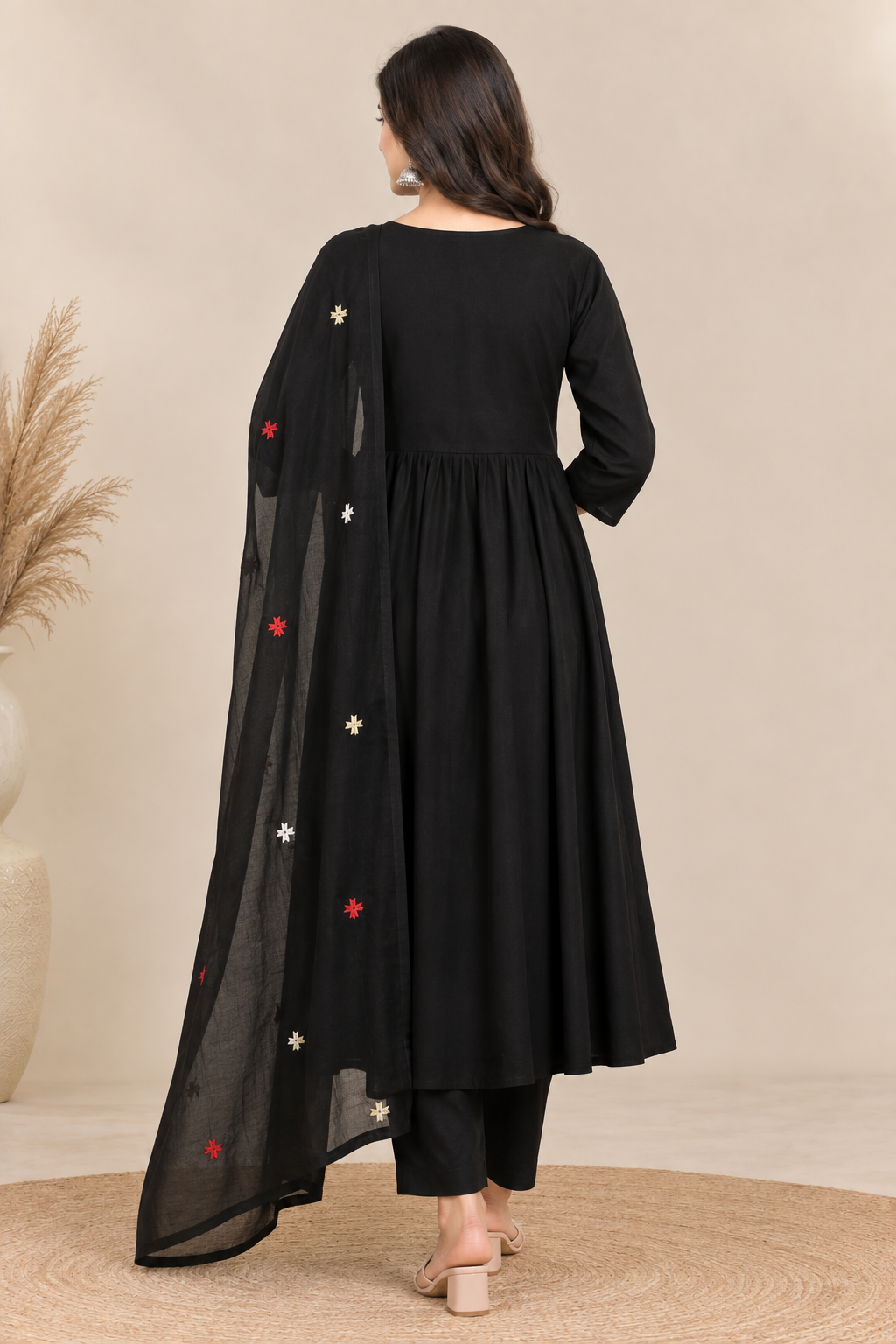 Embroidered Women's Anarkali Kurta Set with Dupatta