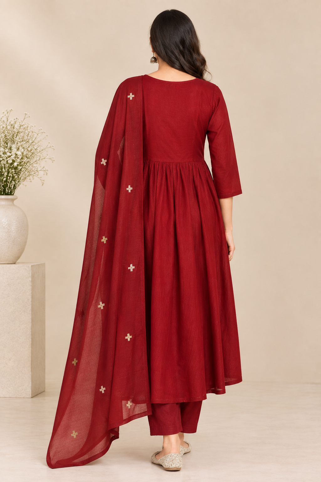 Embroidered Women's Anarkali Kurta Set with Dupatta