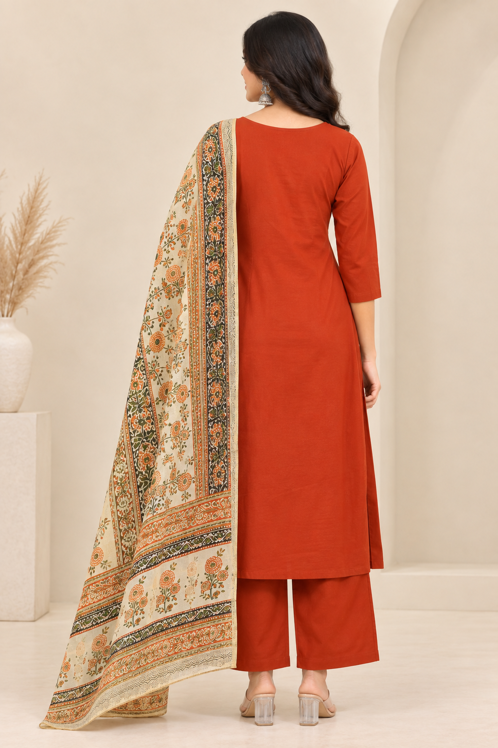 Women's Kurta Pant Set – Printed Dupatta Detail