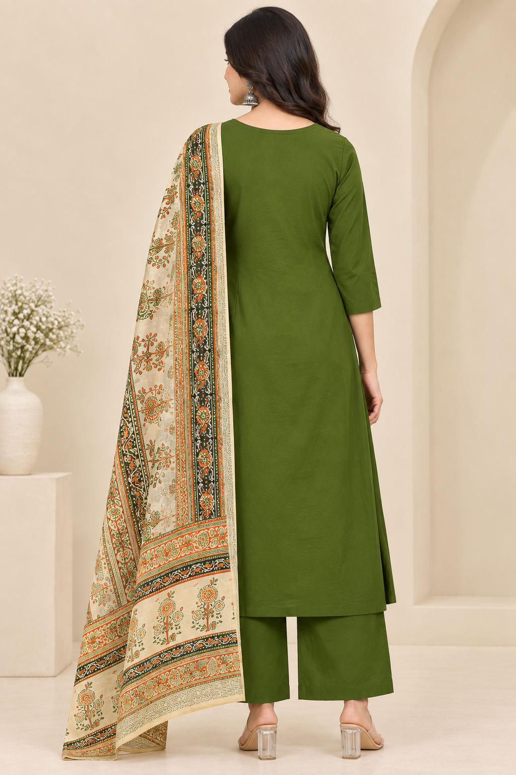 Women's Kurta Pant Set – Printed Dupatta Detail