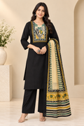 Crimson Printed Women's Kurta Set – Artistic Yoke & Dupatta