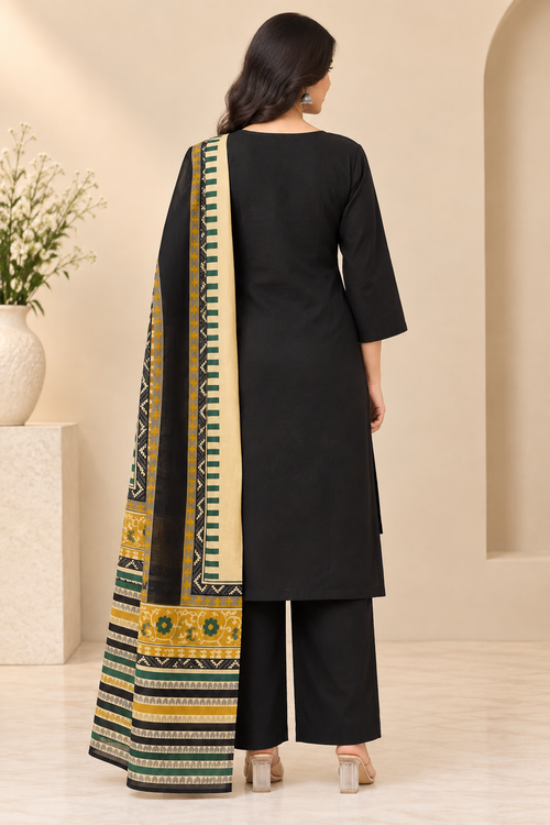 Crimson Printed Women's Kurta Set – Artistic Yoke & Dupatta
