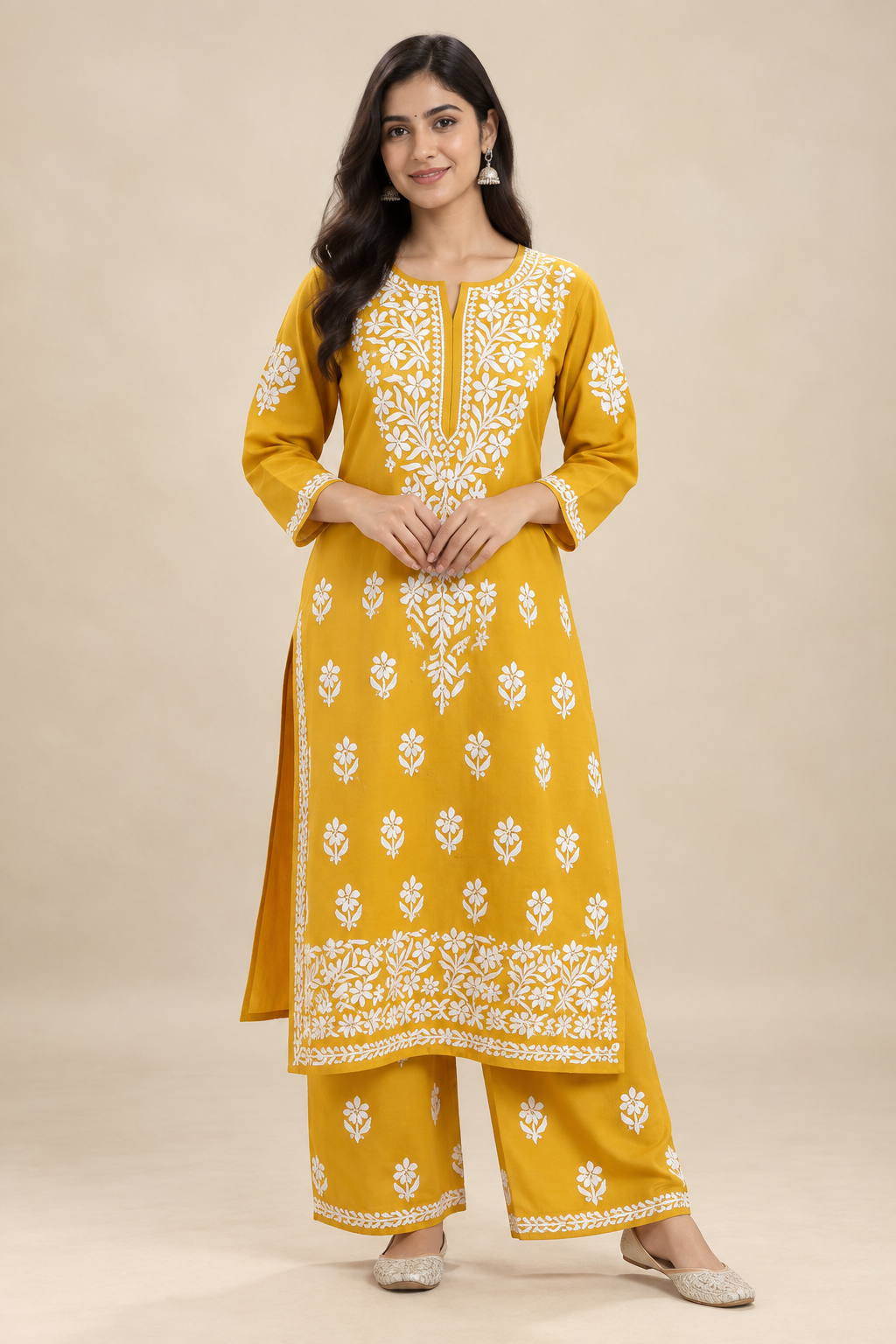 Embroidered Women’s Kurta Palazzo Set