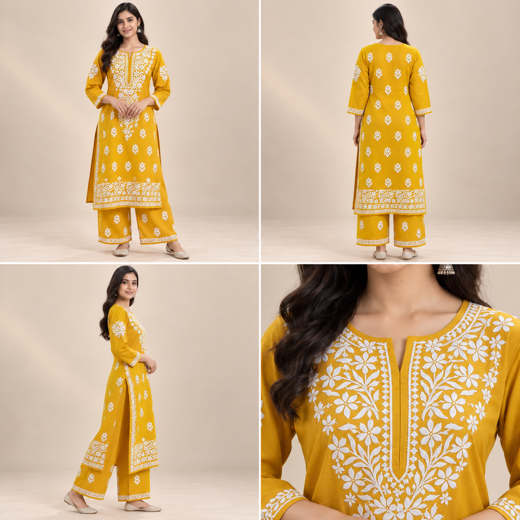 Embroidered Women’s Kurta Palazzo Set