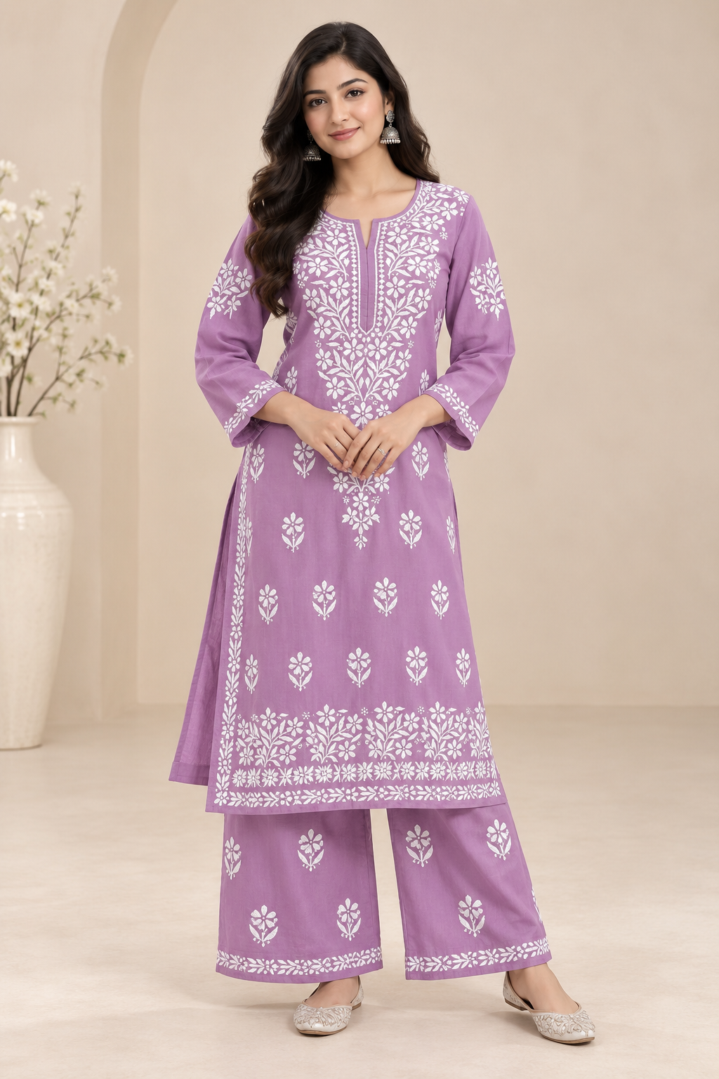 Embroidered Women’s Kurta Palazzo Set