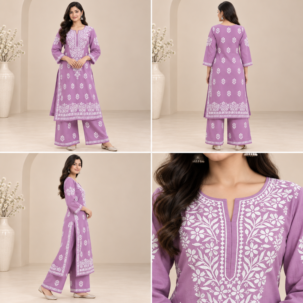 Embroidered Women’s Kurta Palazzo Set