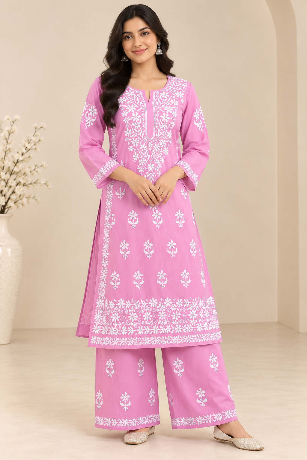 Embroidered Women’s Kurta Palazzo Set