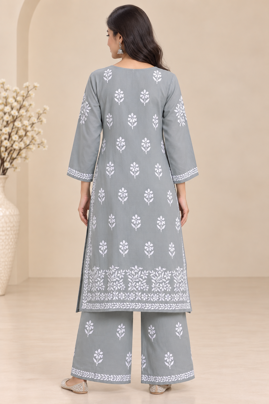 Embroidered Women’s Kurta Palazzo Set