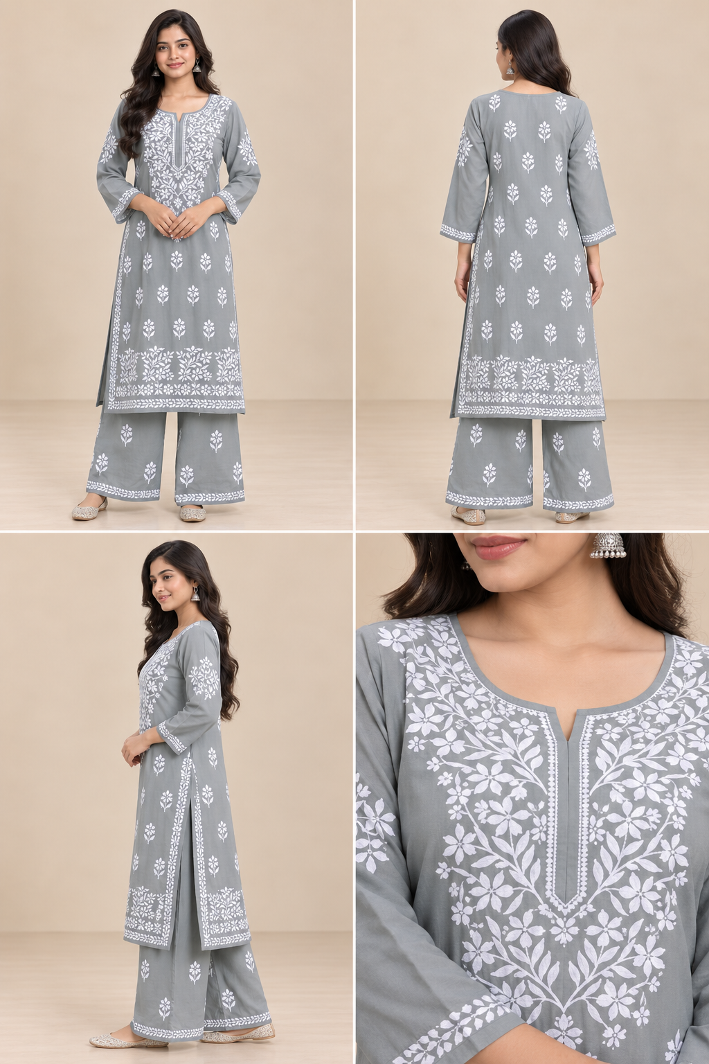 Embroidered Women’s Kurta Palazzo Set