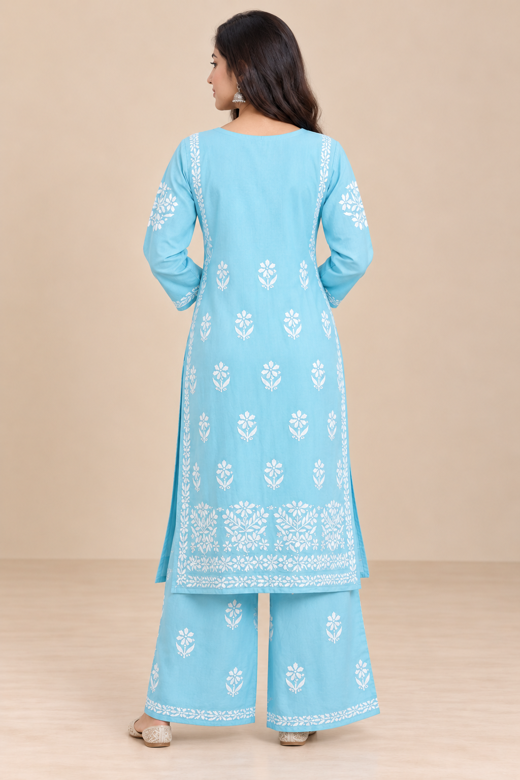 Embroidered Women’s Kurta Palazzo Set