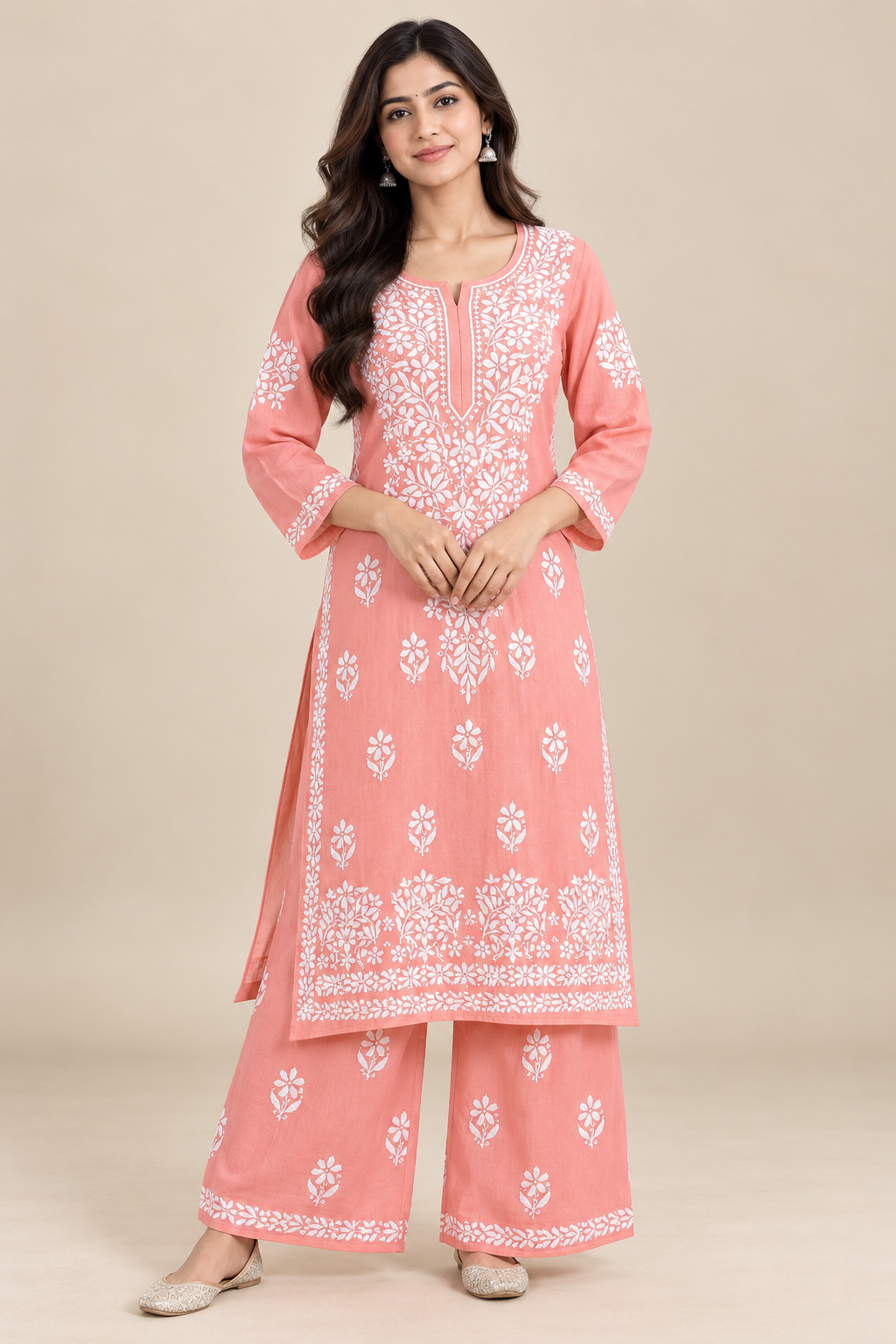 Embroidered Women’s Kurta Palazzo Set