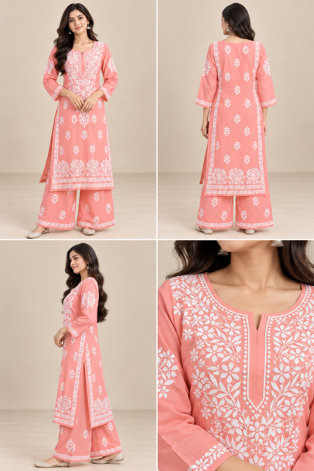 Embroidered Women’s Kurta Palazzo Set