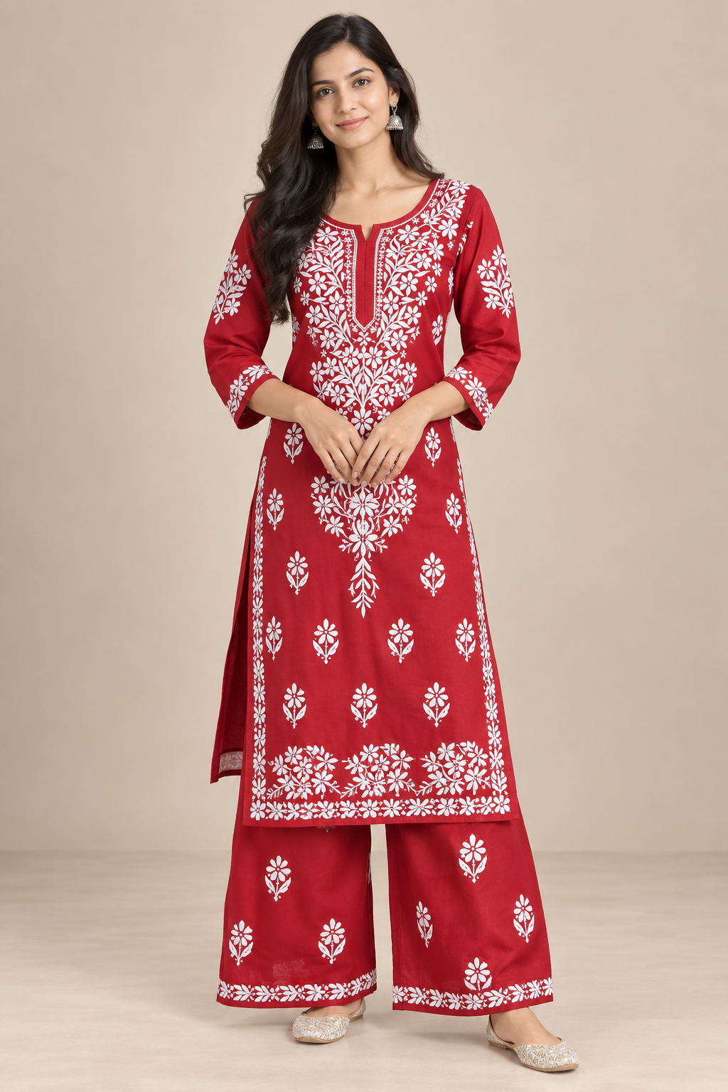 Embroidered Women’s Kurta Palazzo Set