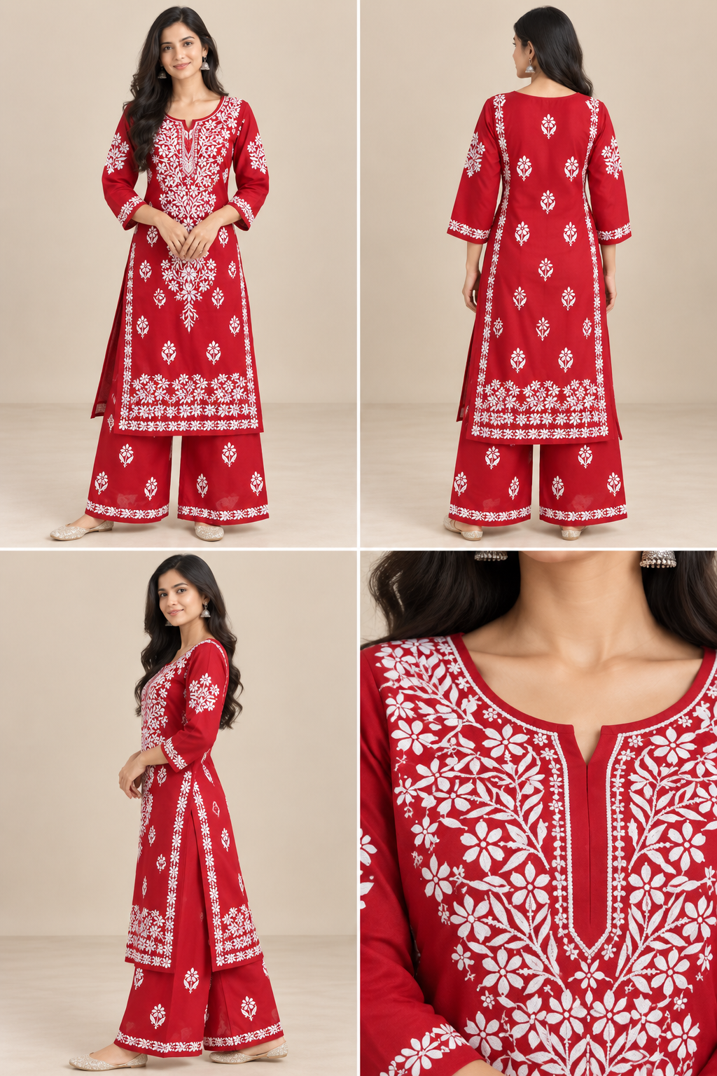 Embroidered Women’s Kurta Palazzo Set