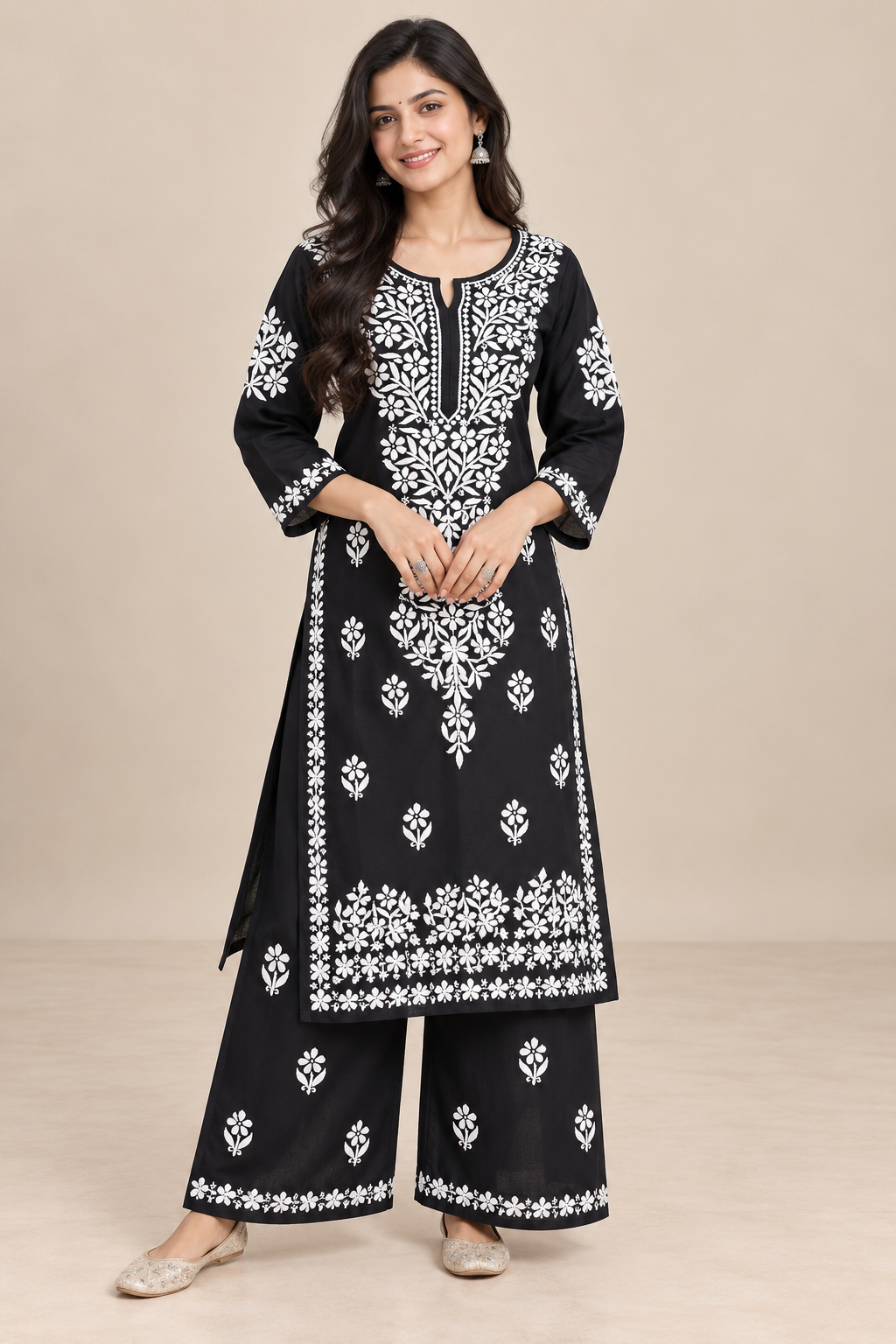 Embroidered Women’s Kurta Palazzo Set