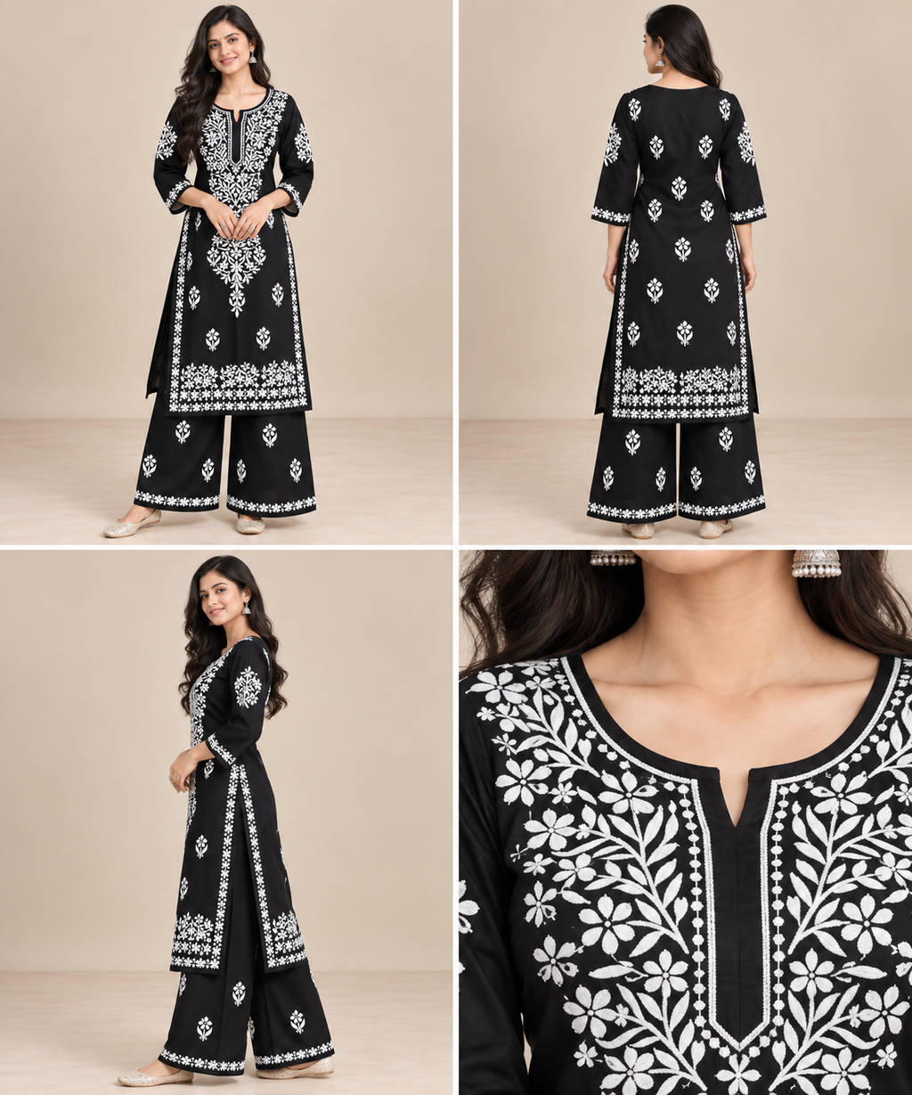 Embroidered Women’s Kurta Palazzo Set