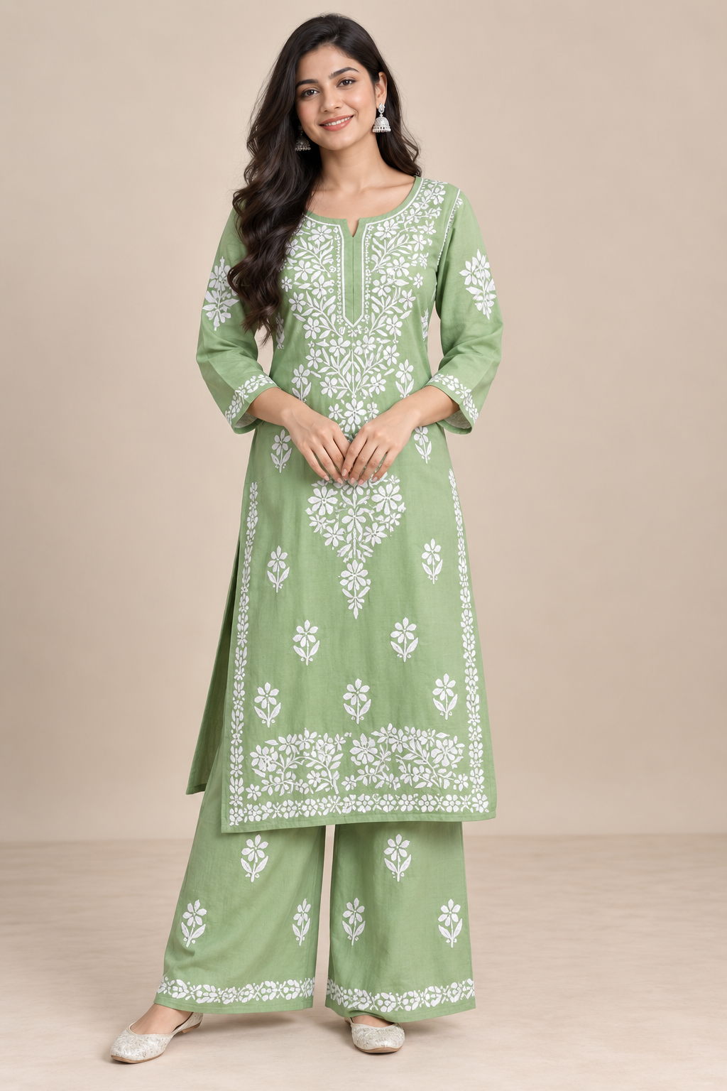 Embroidered Women’s Kurta Palazzo Set