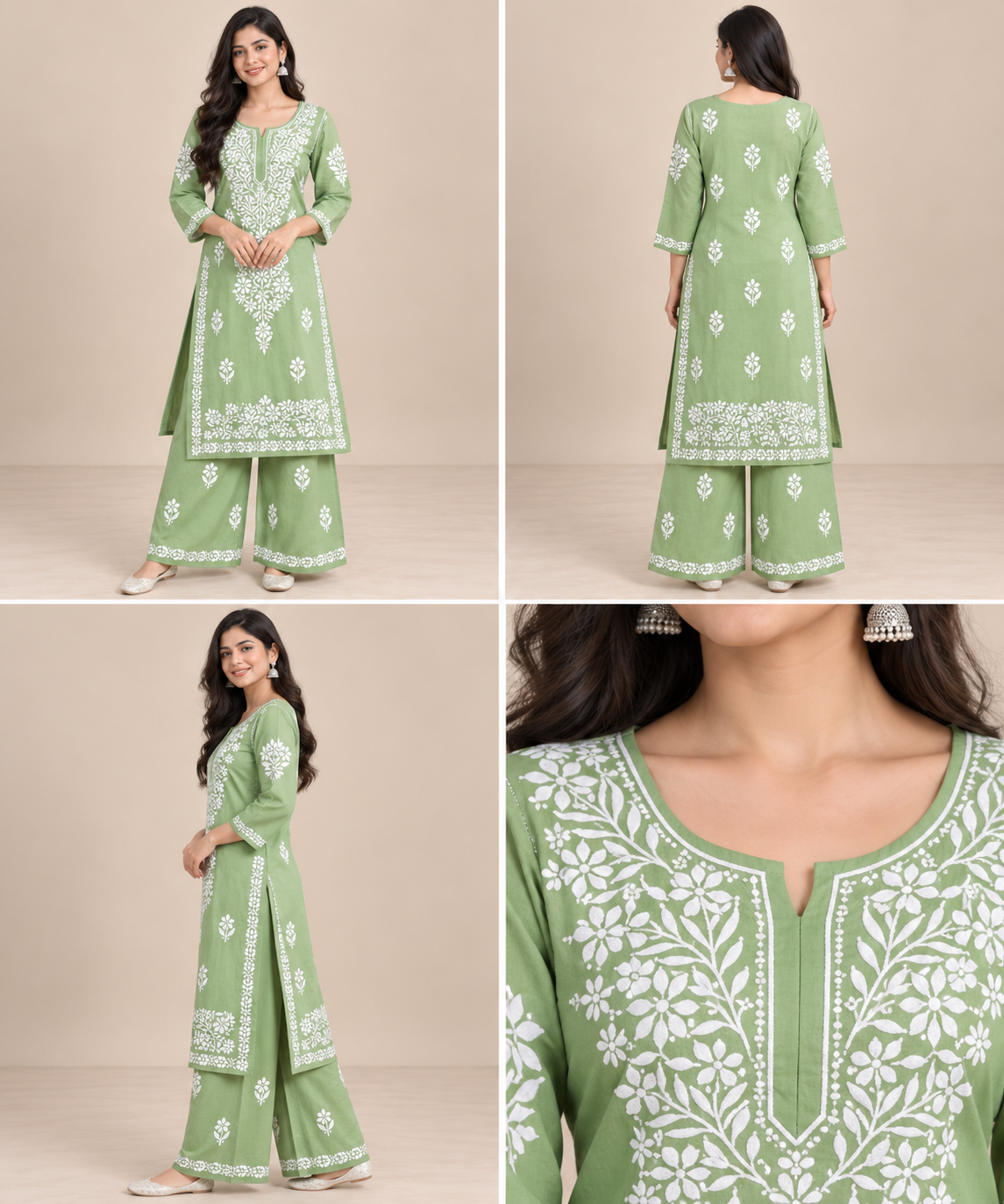 Embroidered Women’s Kurta Palazzo Set