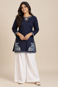 Embroidered Women's Short Kurti – Keyhole Neck