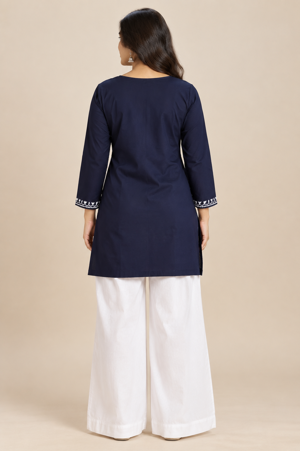 Embroidered Women's Short Kurti – Keyhole Neck