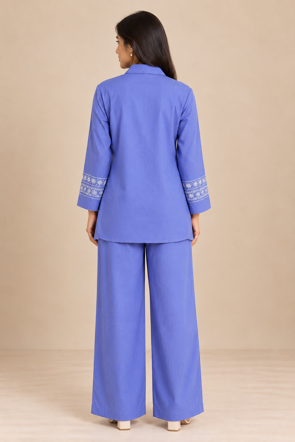 Embroidered Women's Co-ord Set – Wide Leg Pants