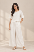 Women's Solid Relaxed Co-ord Set – Crop Top & Wide-Leg Pants