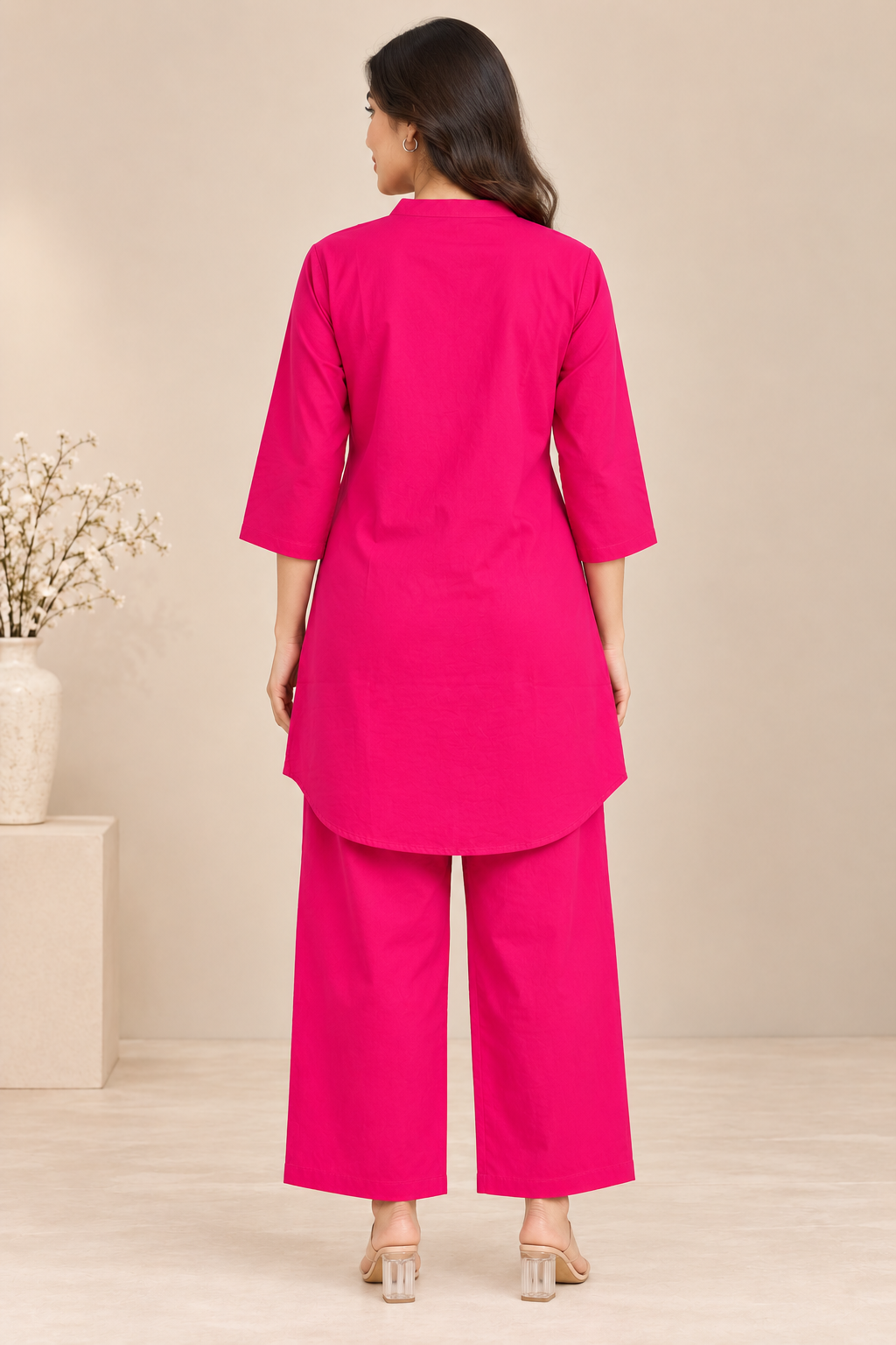 Women's Straight Kurta Set – Button Detail