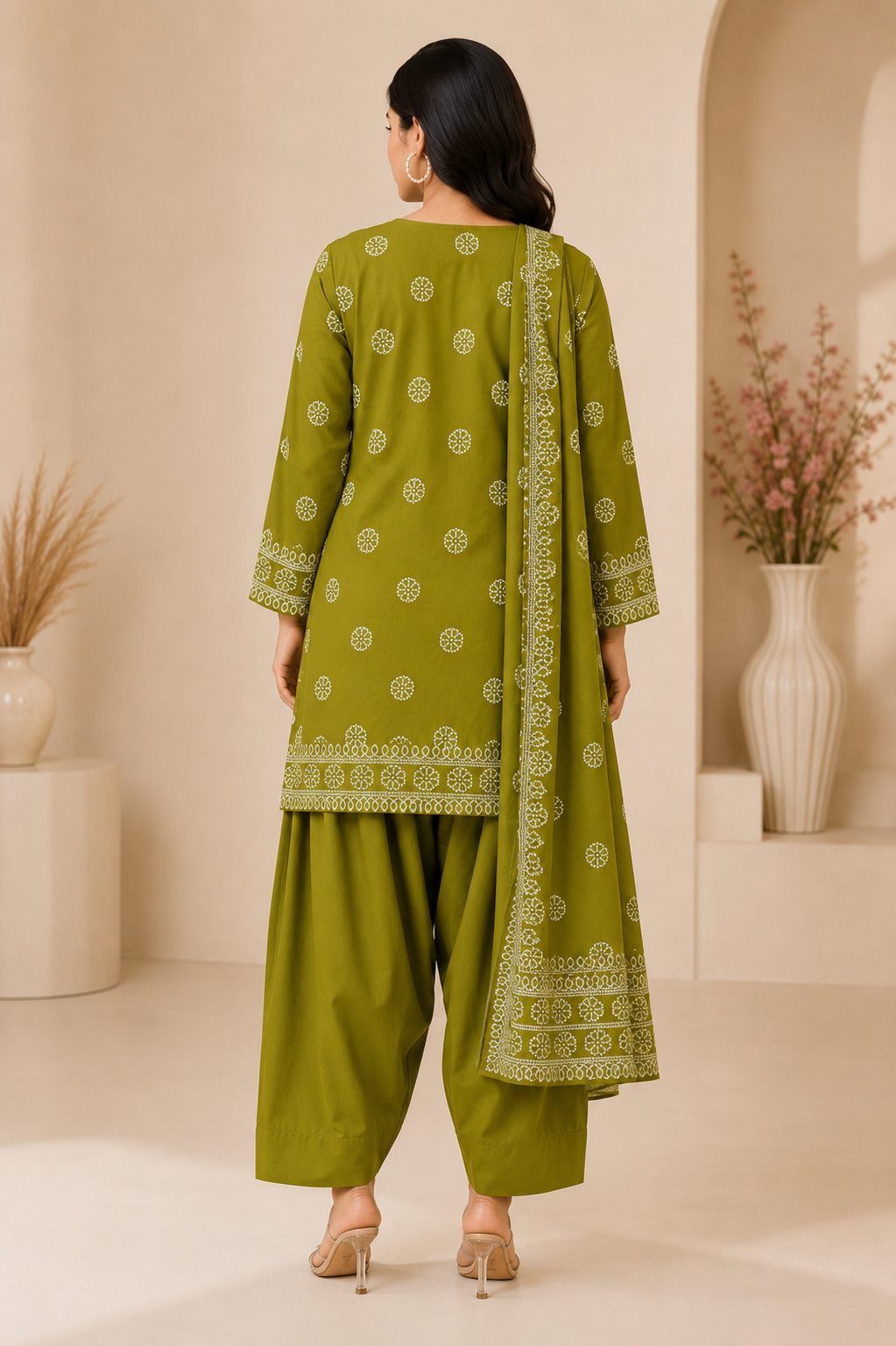 Rust Orange Printed Women's Short Kurti Set – Afghani Style