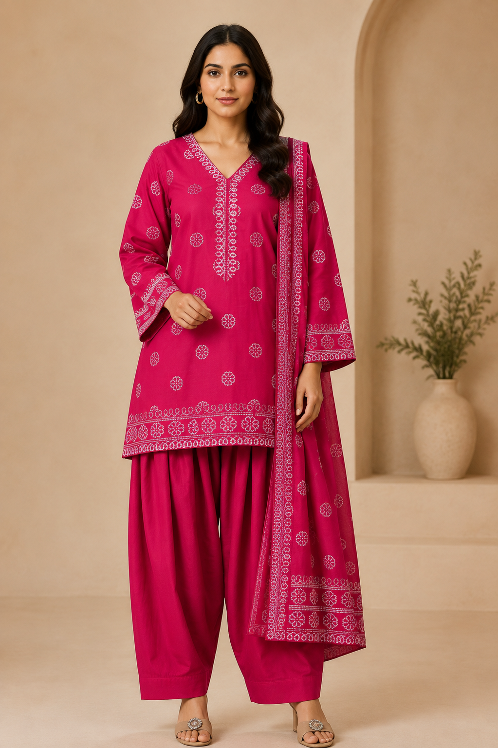 Rust Orange Printed Women's Short Kurti Set – Afghani Style
