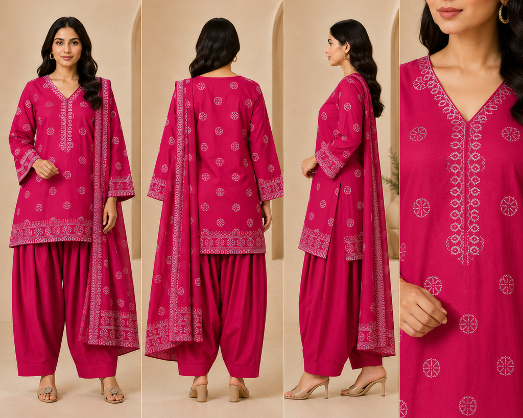 Rust Orange Printed Women's Short Kurti Set – Afghani Style