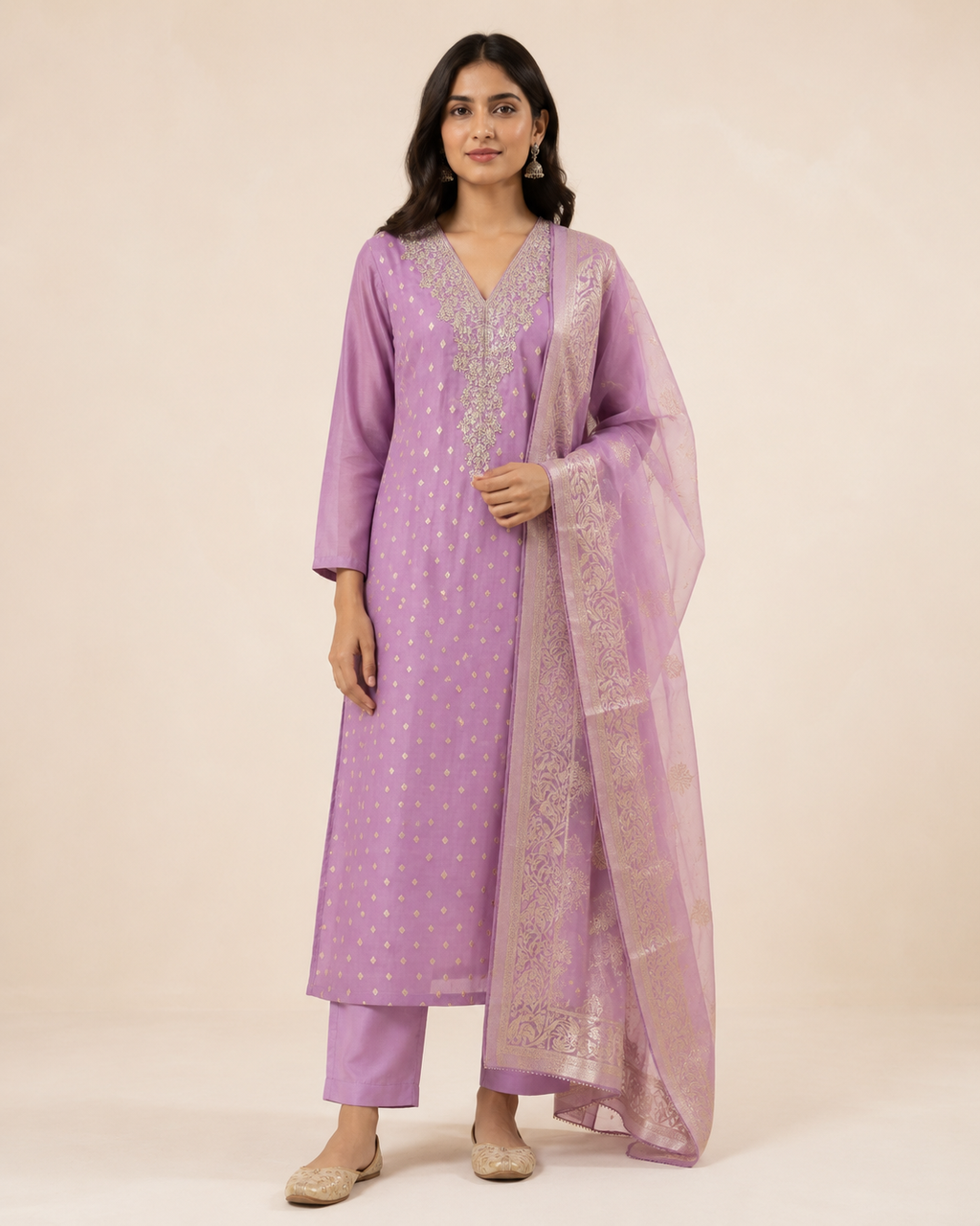 Women’s Banarasi Simar Silk Handwork 3-Piece Suit Set