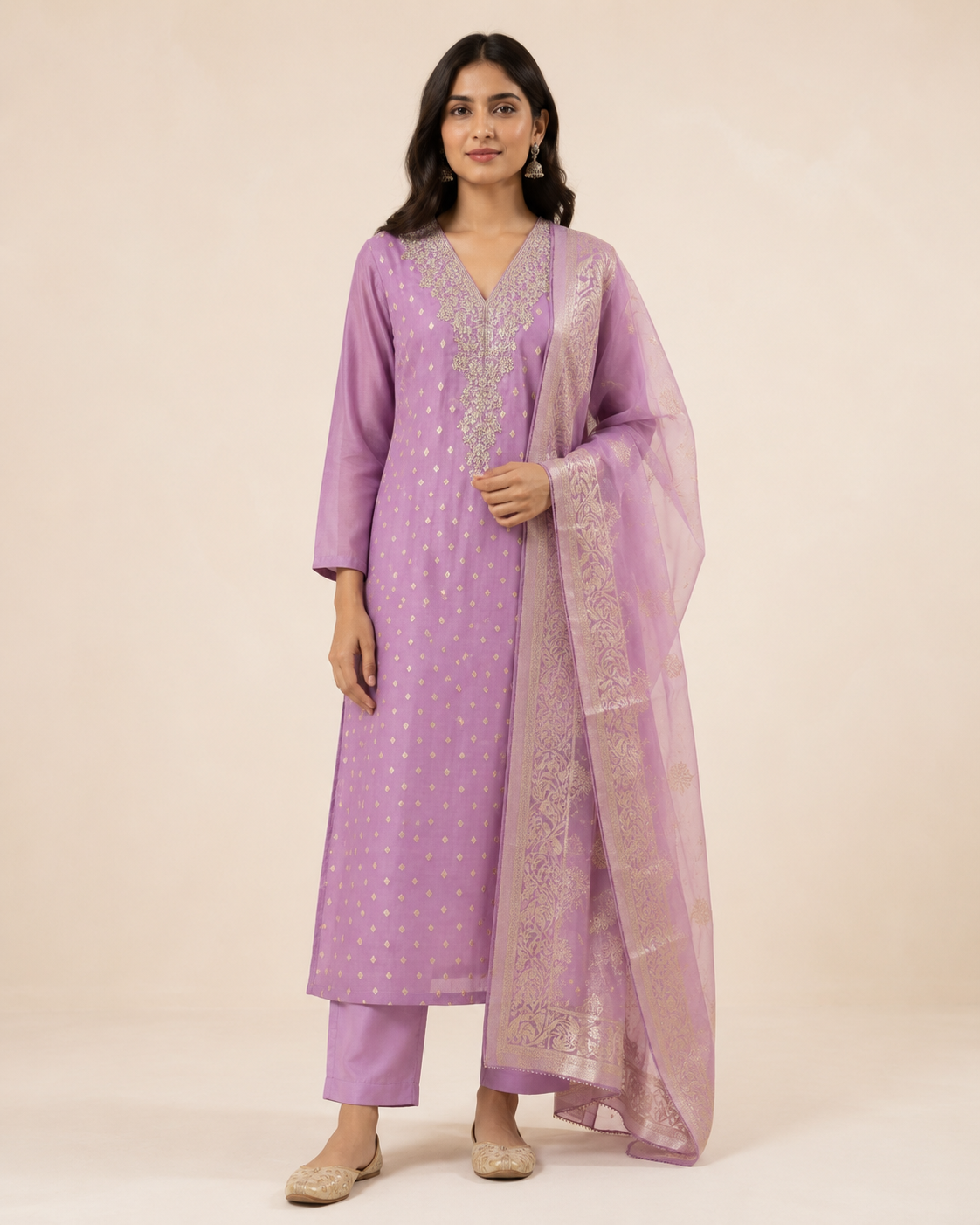 Women’s Banarasi Simar Silk Handwork 3-Piece Suit Set